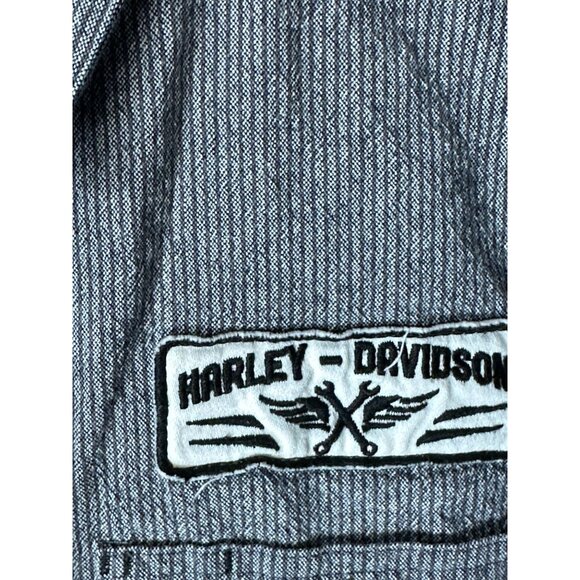 Harley-Davidson Black Label Gray Stripe Short Sleeve Button-Up Shirt Mens Med - Picture 10 of 15